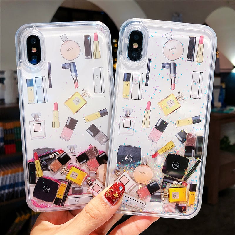 Cosmetics Pattern Liquid Quicksand Phone Case Cover