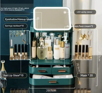 Mirror Integrated Cosmetics Storage Box